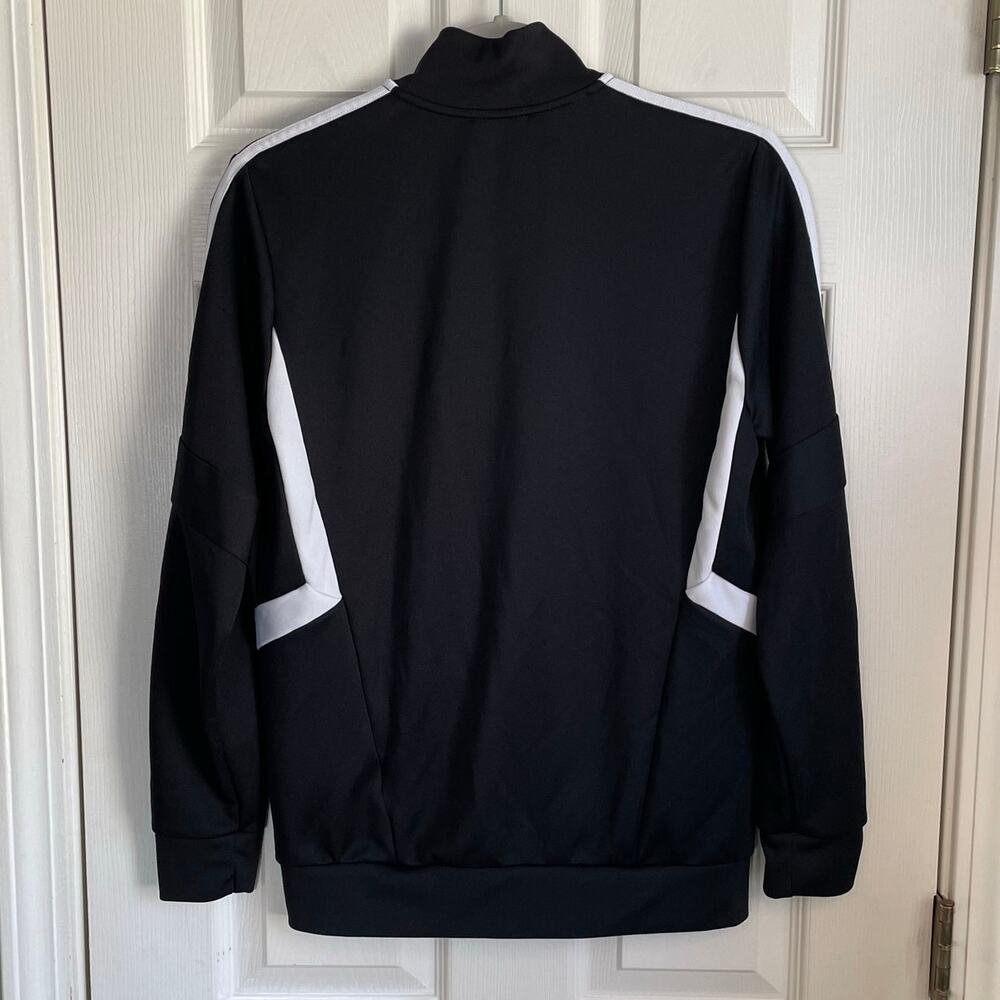 Adidas Track Jacket Boys Youth Sz L (13-14Y) Black White Logo Stripes Activewear - Picture 2 of 12